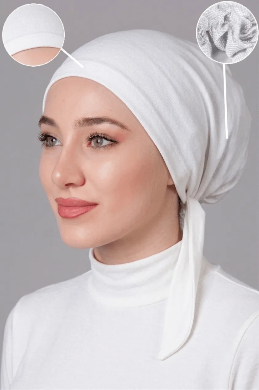 Beyaz İç Fırfırlı Likralı Bone