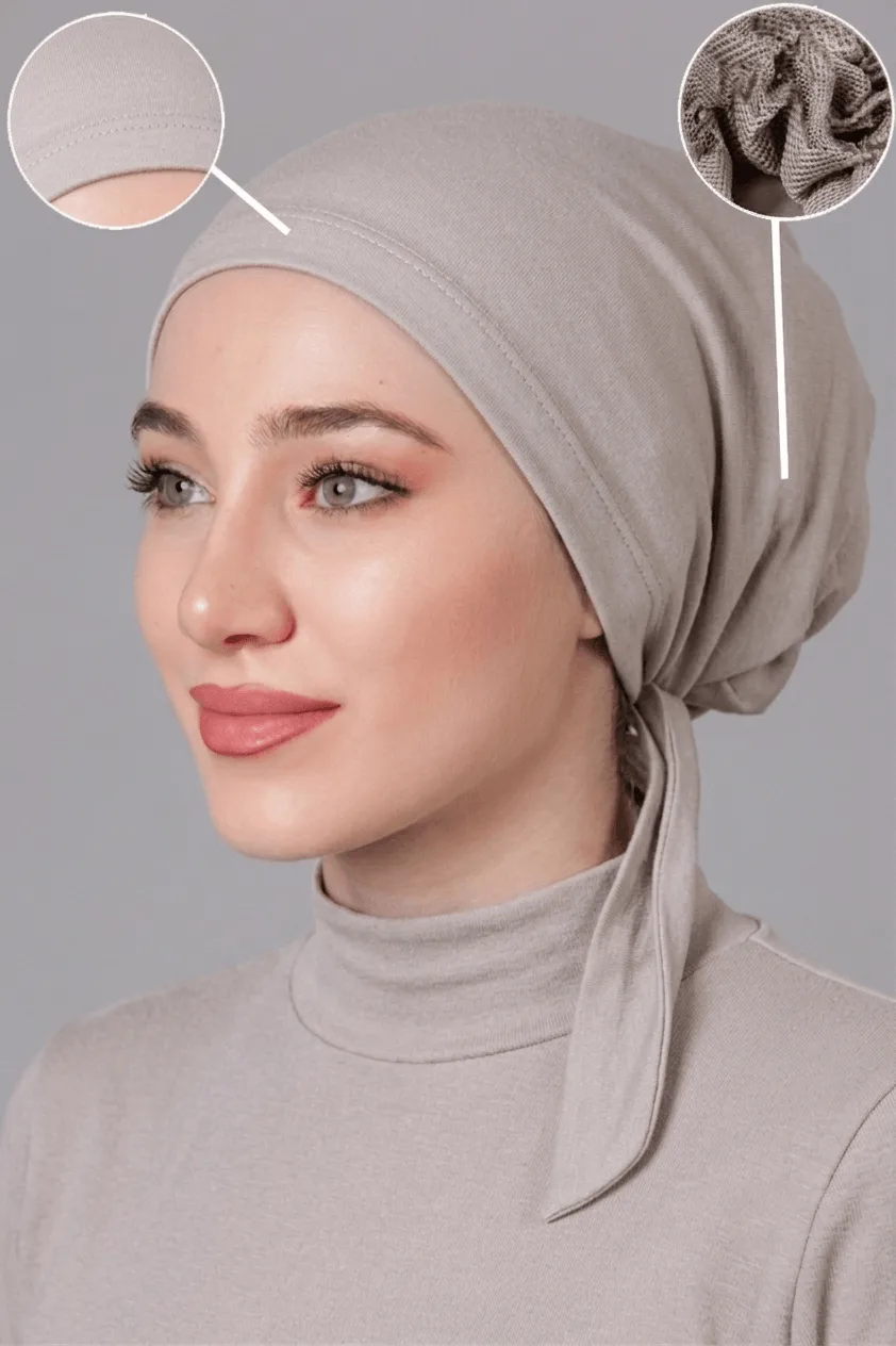Taş Rengi İç Fırfırlı Likralı Bone