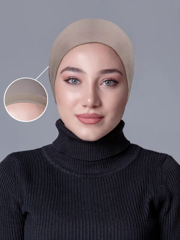 Açık Vizon Dikişsiz Kaymayan Bone (Likralı)