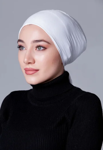 Beyaz Dikişsiz Kaymayan Bone (Likralı)