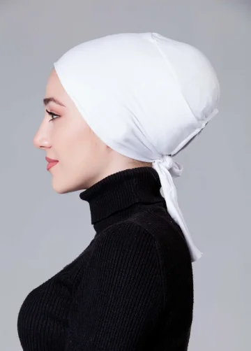 Beyaz Dikişsiz Kaymayan Bone (Likralı)