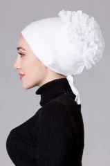 Beyaz Fırfırlı Kaymayan Bone (Likralı)