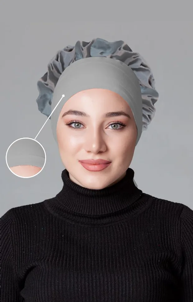 Gri Fırfırlı Kaymayan Bone (Likralı)