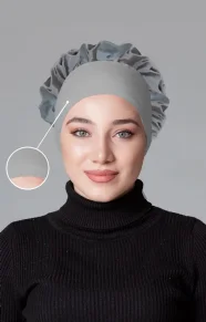 Gri Fırfırlı Kaymayan Bone (Likralı)