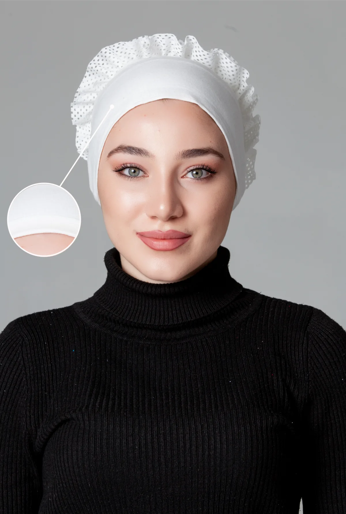 Krem Fırfırlı Kaymayan Bone