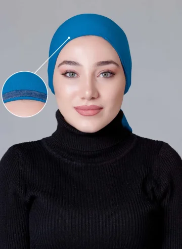 Mavi Dikişsiz Kaymayan Bone (Likralı)