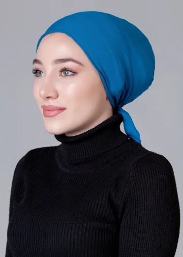 Mavi Dikişsiz Kaymayan Bone (Likralı)
