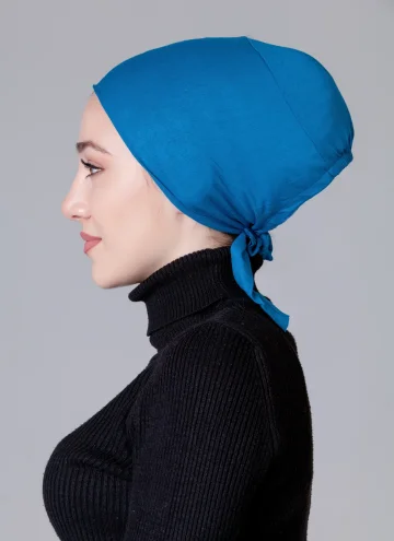 Mavi Dikişsiz Kaymayan Bone (Likralı)