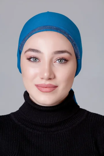 Mavi Dikişsiz Kaymayan Bone (Likralı)